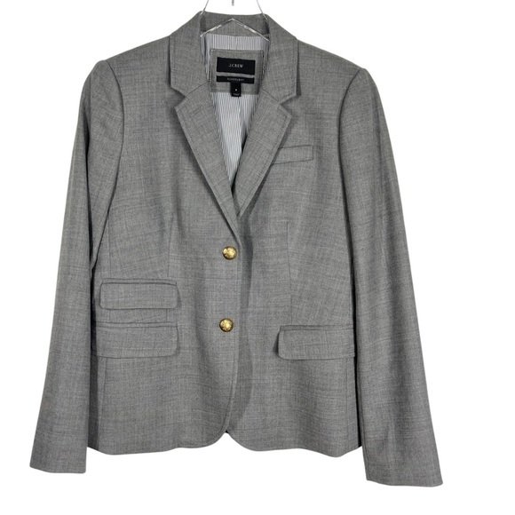 J.CREW Schoolboy Blazer Women's Size 2 Grey 2 Button Wool - Picture 1 of 11